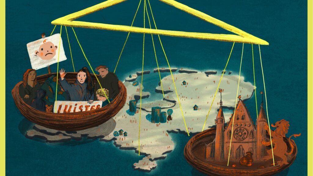 Illustratie met weegschaal